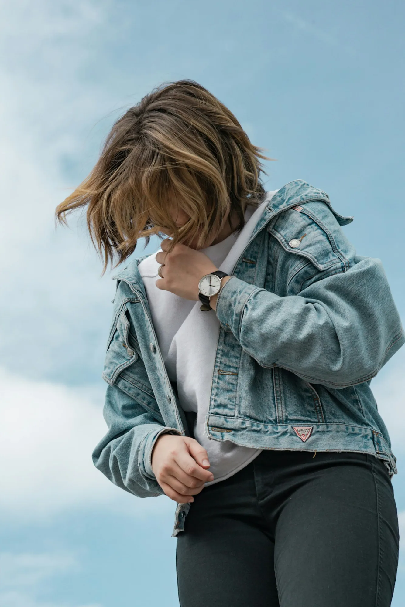 Denim and pearl snap layers